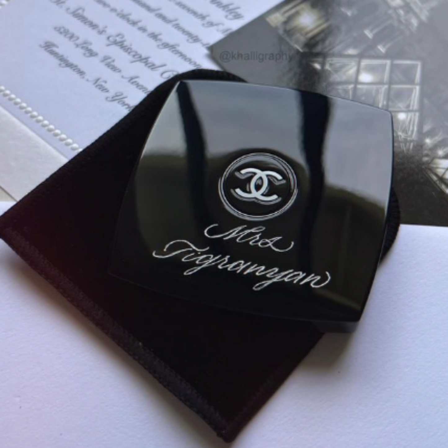 Engraved Chanel Compact Mirror