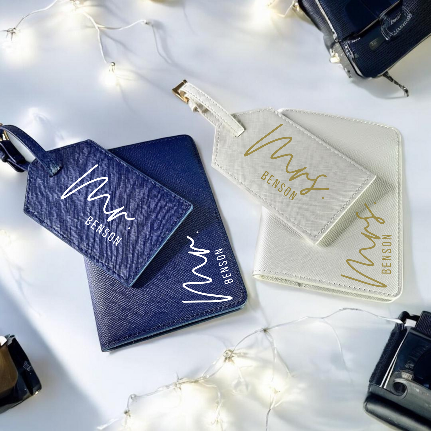 Mr and Mrs Luggage Tag & Passport Holder Set