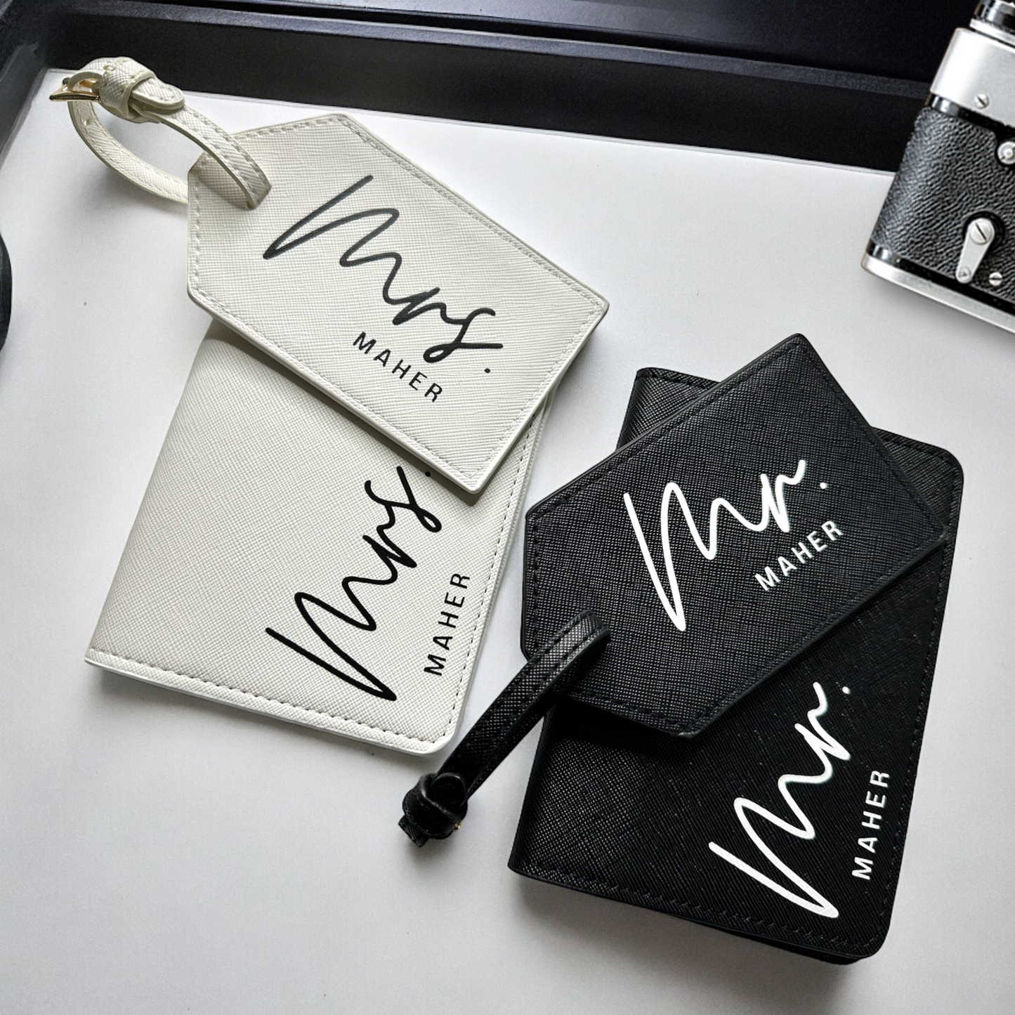 Mr and Mrs Luggage Tag & Passport Holder Set